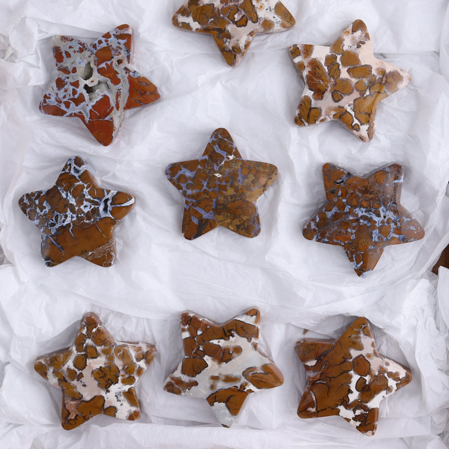 Brecciated Jasper Stars Set of 11 - Expert Wholesale and Supplier of Wholesale Crystals & Bulk Gemstones, ["Brecciated Jasper","Indonesia","stars"]