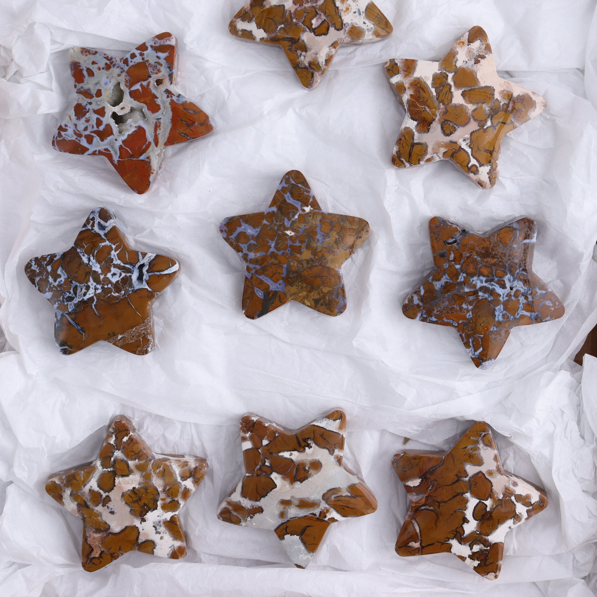 Brecciated Jasper Stars Set of 11 - Expert Wholesale and Supplier of Wholesale Crystals & Bulk Gemstones, ["Brecciated Jasper","Indonesia","stars"]