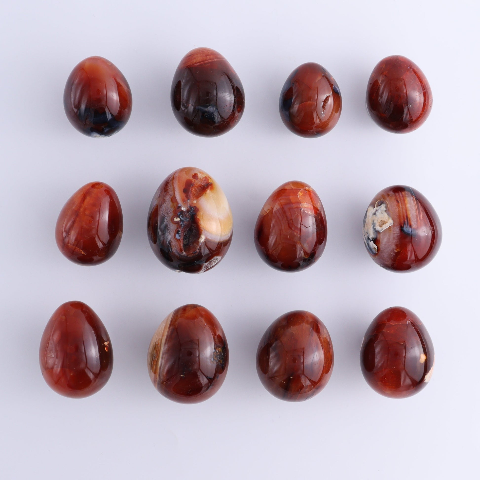 Carnelian Eggs Set of 12 - Expert Wholesale and Supplier of Wholesale Crystals & Bulk Gemstones, ["carnelian","Eggs","Madagascar"]