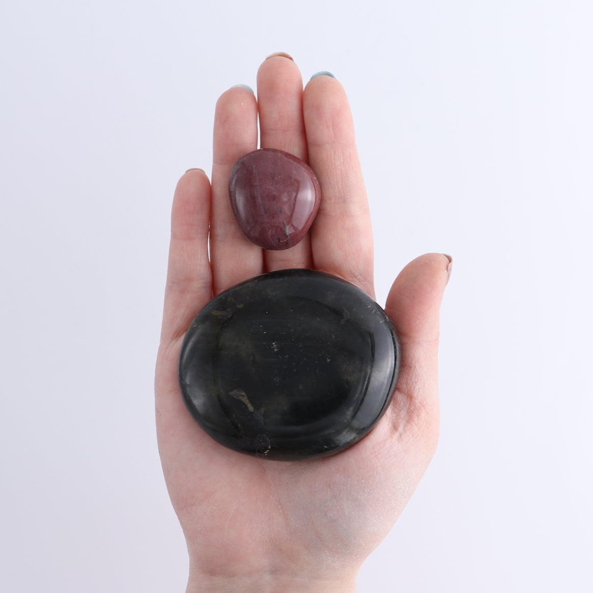 50 pcs Palm Stones Rose Quartz, Labradorite, Jasper, Tourmaline & Golden Healer Quartz