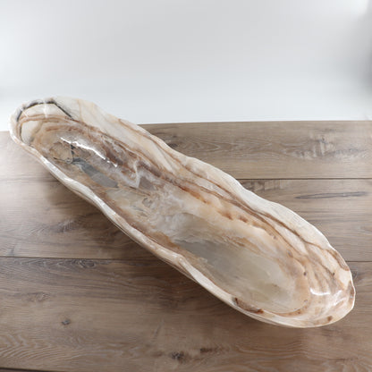 Mexican Onyx/Calcite Canoe Bowl 35"