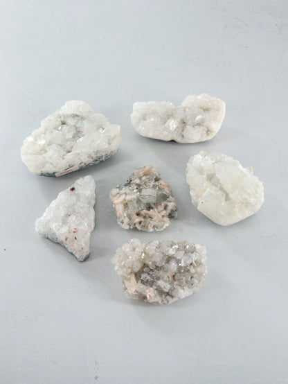 Apophyllite Clusters Set of 6 - Expert Supplier of Wholesale Crystals & Bulk Gemstones
