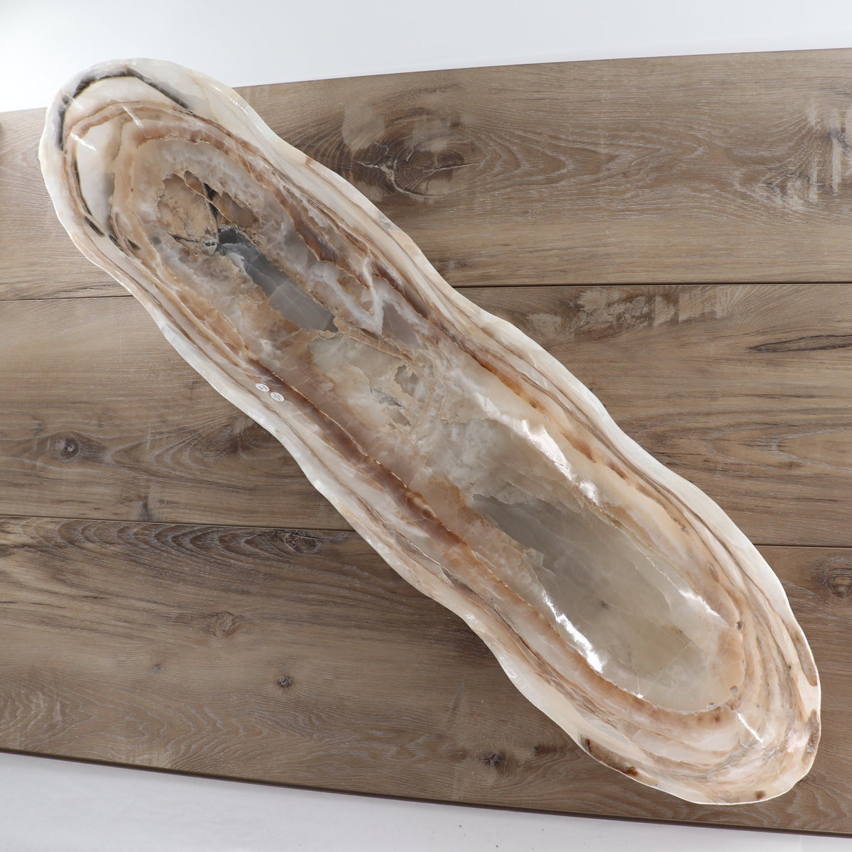 Mexican Onyx/Calcite Canoe Bowl 35"