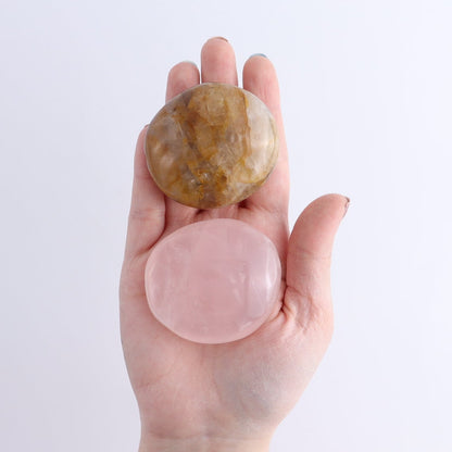 50 pcs Palm Stones Rose Quartz, Labradorite, Jasper, Tourmaline & Golden Healer Quartz