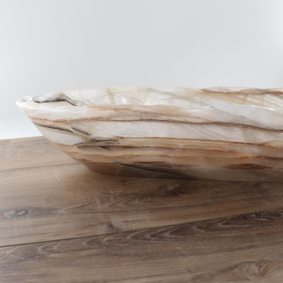 Mexican Onyx/Calcite Canoe Bowl 35"