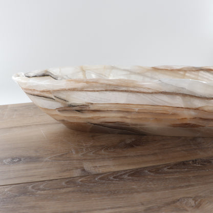 Mexican Onyx/Calcite Canoe Bowl 35"