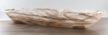 Mexican Onyx/Calcite Canoe Bowl 35"