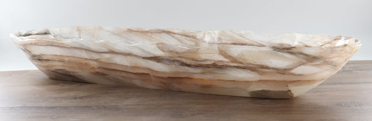 Mexican Onyx/Calcite Canoe Bowl 35"