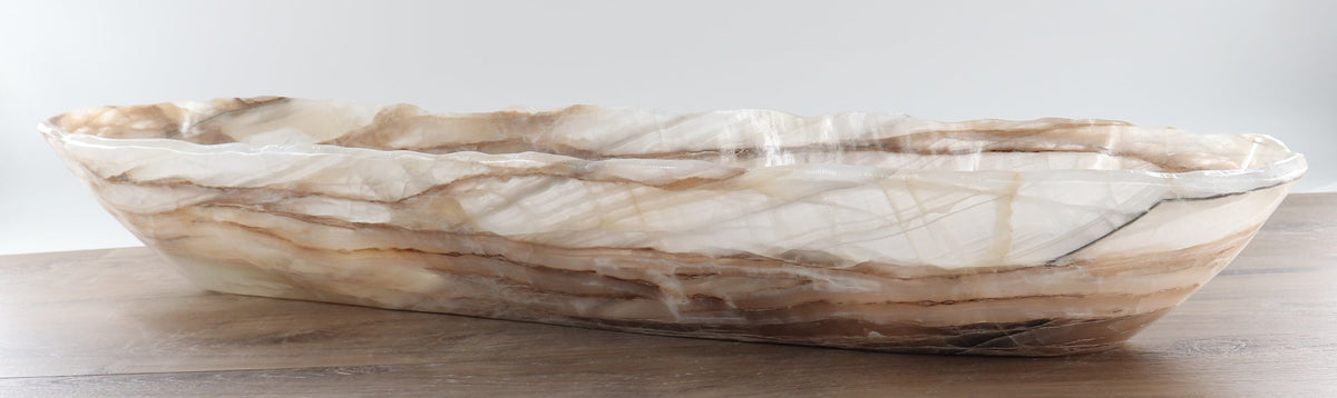 Mexican Onyx/Calcite Canoe Bowl 35"