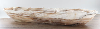 Mexican Onyx/Calcite Canoe Bowl 35"