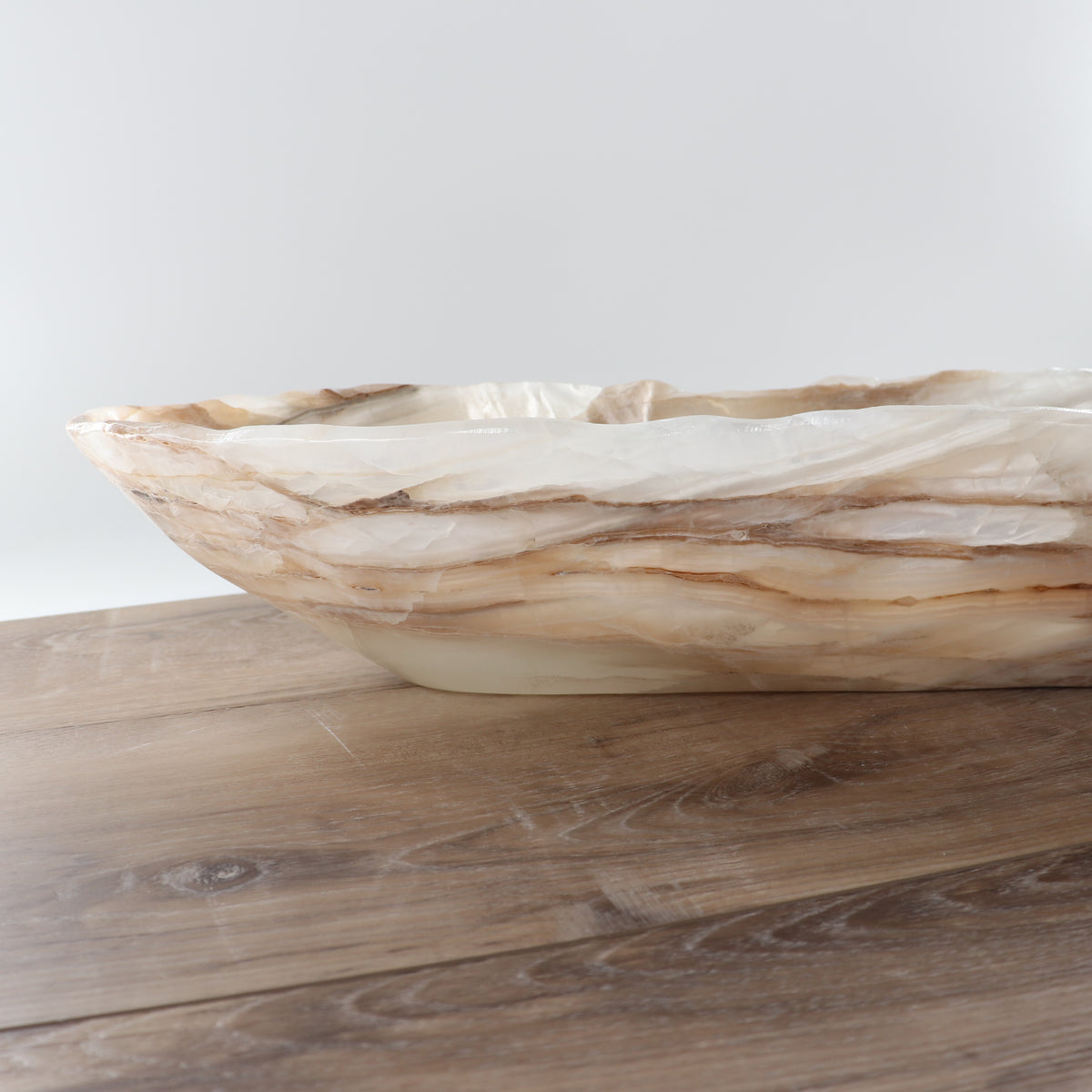 Mexican Onyx/Calcite Canoe Bowl 35"