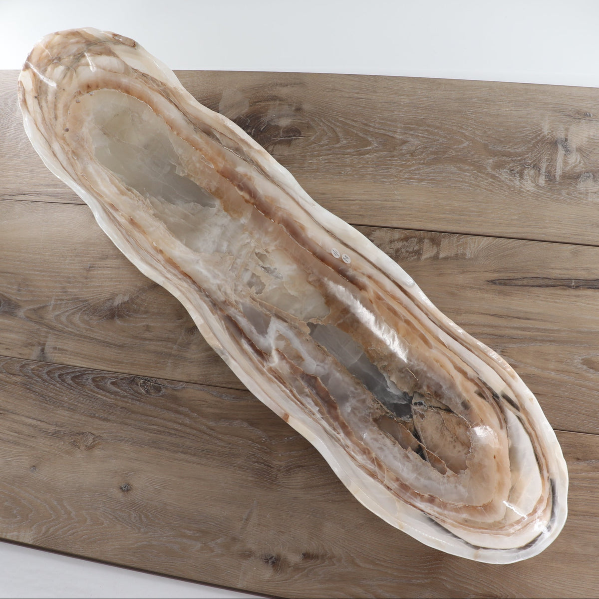 Mexican Onyx/Calcite Canoe Bowl 35"