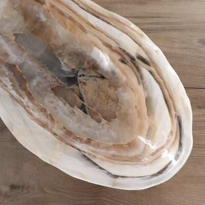 Mexican Onyx/Calcite Canoe Bowl 35"