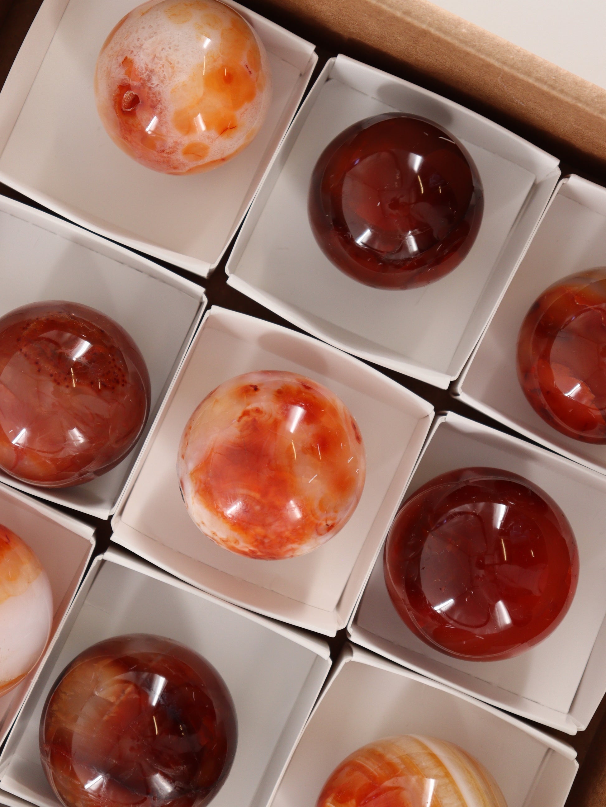 Carnelian Spheres Set of 12 - Expert Wholesale and Supplier of Wholesale Crystals & Bulk Gemstones, []