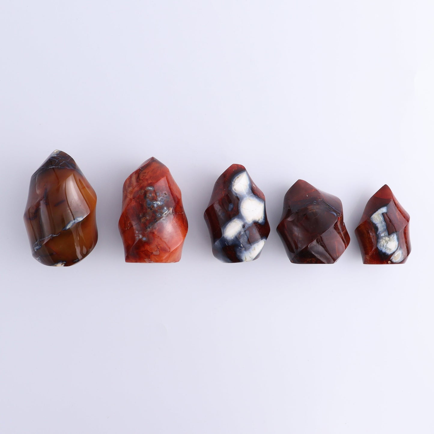 Carnelian Flames Set of 5 - Expert Wholesale and Supplier of Wholesale Crystals & Bulk Gemstones, ["carnelian","flames","Madagascar"]