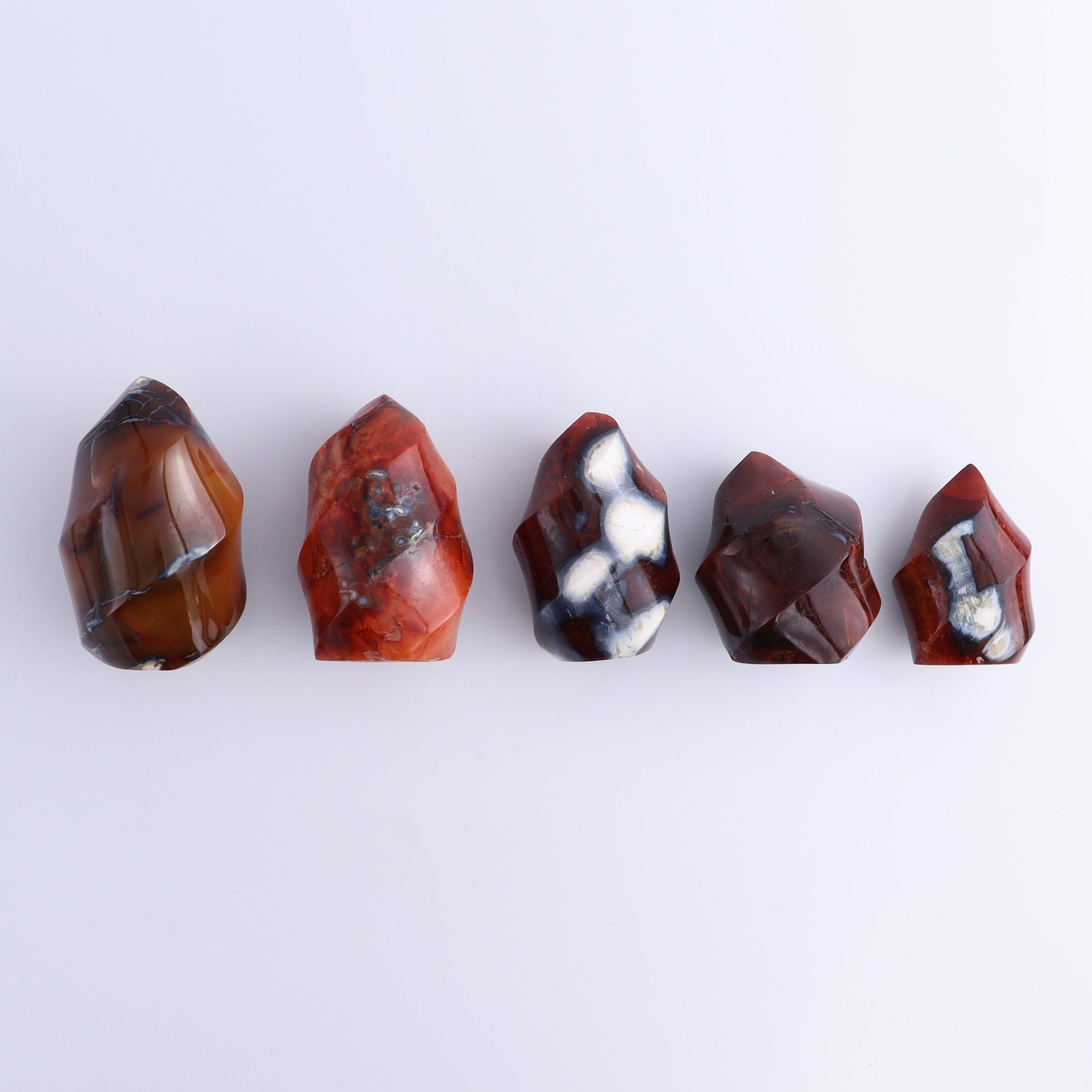 Carnelian Flames Set of 5 - Expert Wholesale and Supplier of Wholesale Crystals & Bulk Gemstones, ["carnelian","flames","Madagascar"]