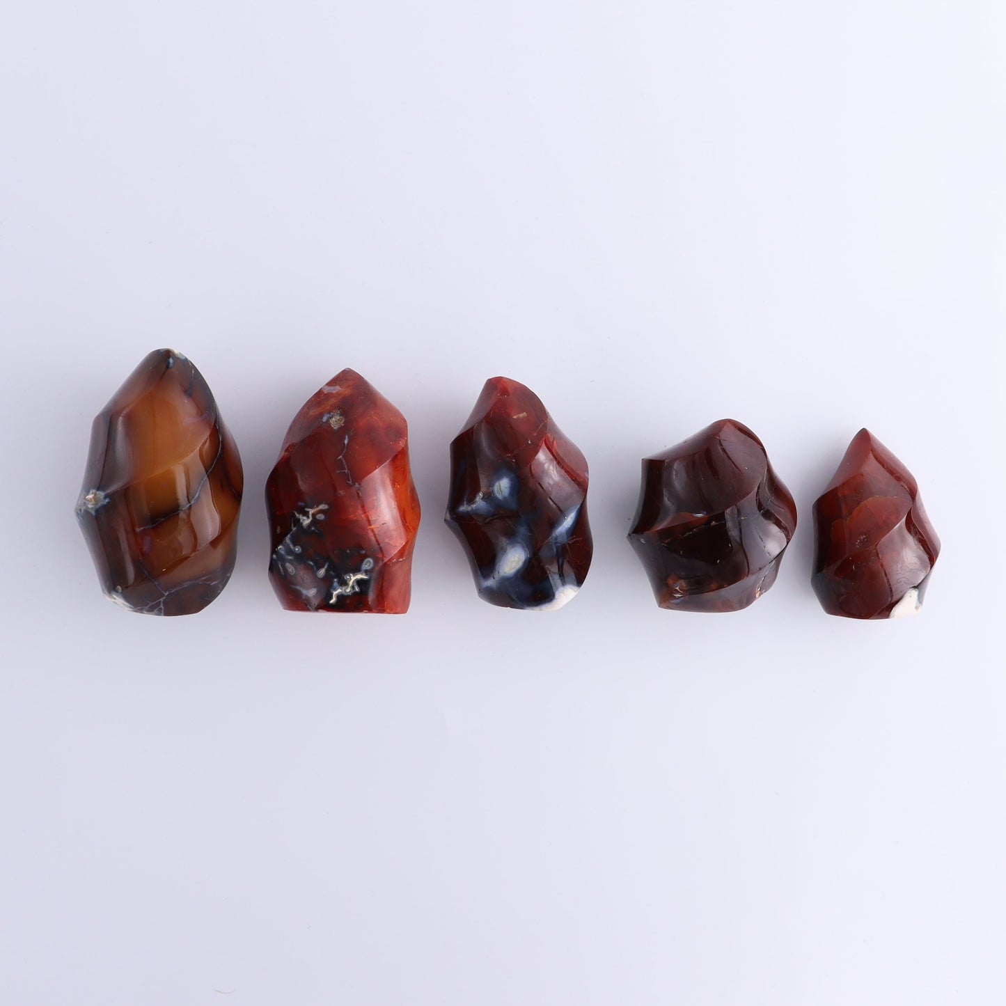 Carnelian Flames Set of 5 - Expert Wholesale and Supplier of Wholesale Crystals & Bulk Gemstones, ["carnelian","flames","Madagascar"]
