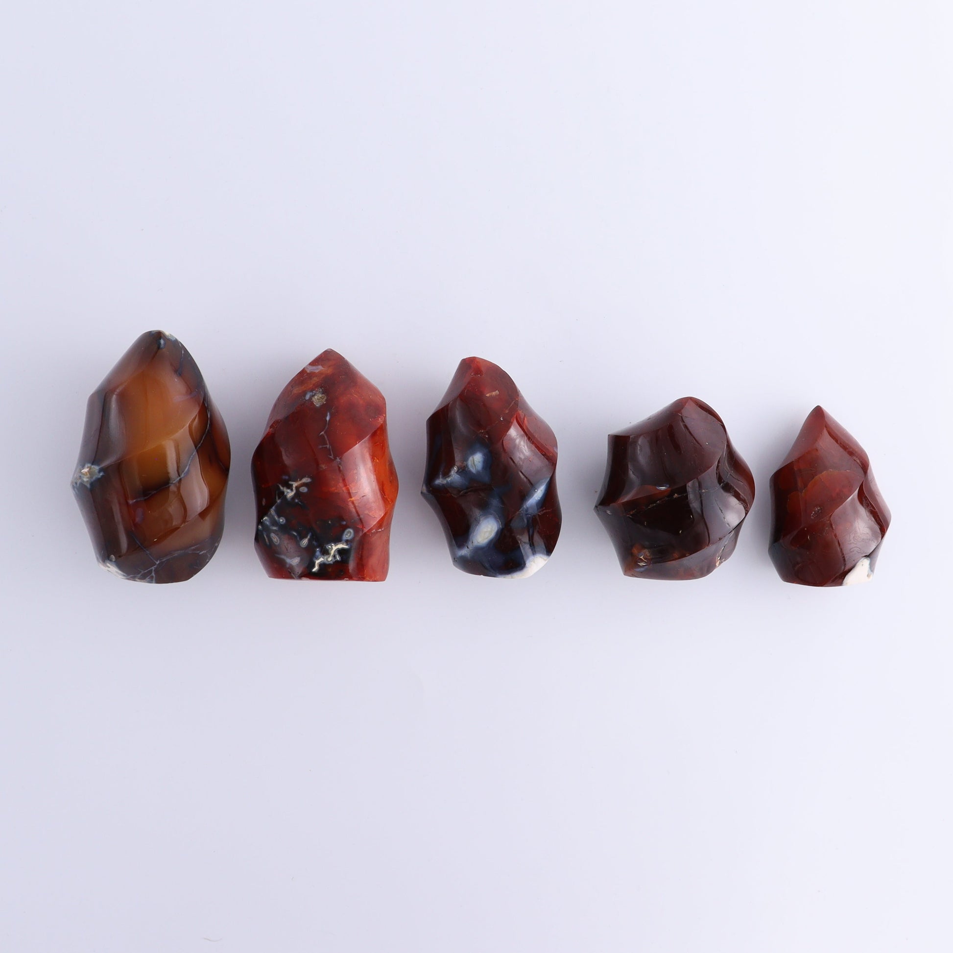 Carnelian Flames Set of 5 - Expert Wholesale and Supplier of Wholesale Crystals & Bulk Gemstones, ["carnelian","flames","Madagascar"]