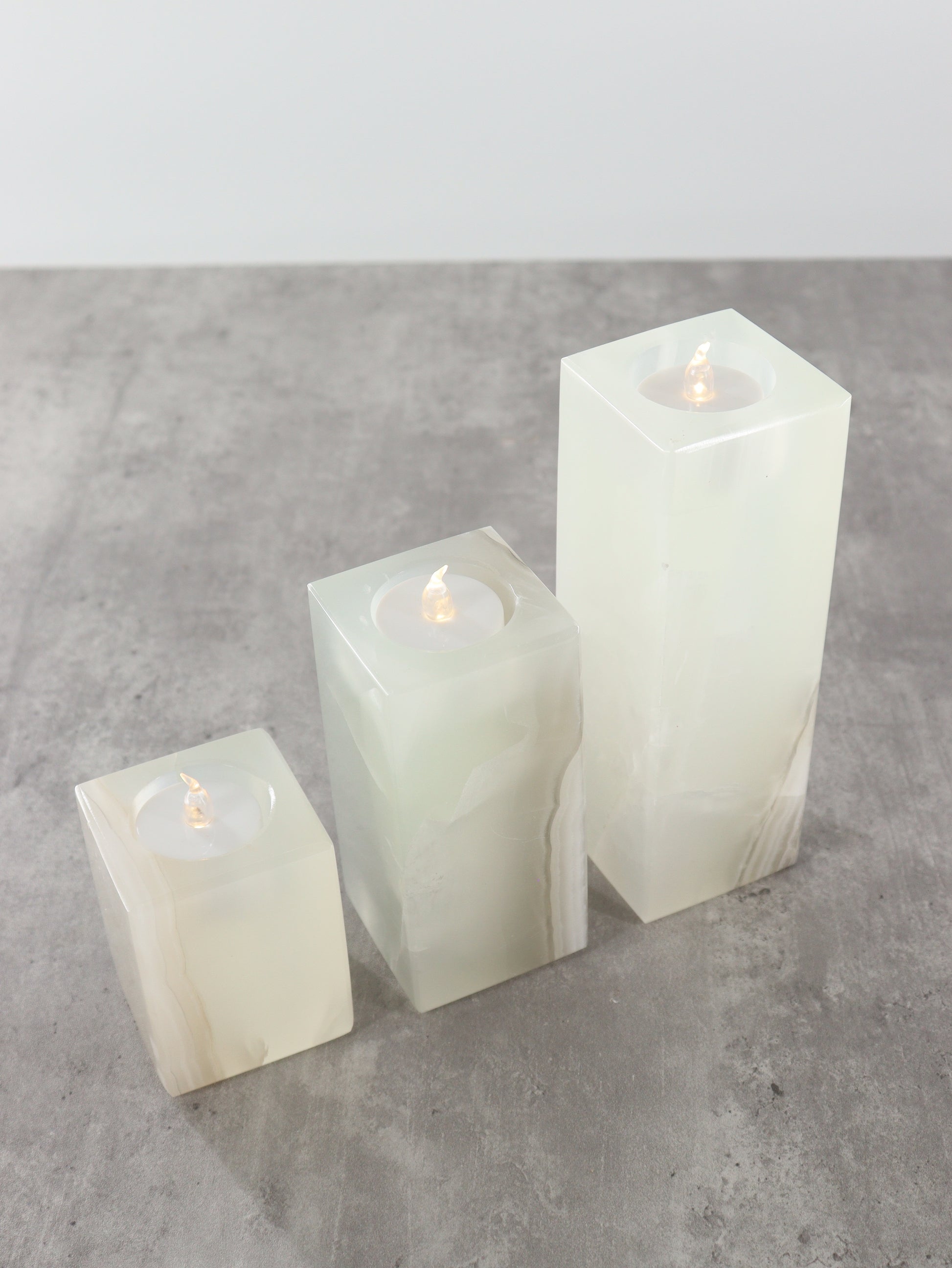 White Onyx Candle Holders Set of 3 - Expert Wholesale and Supplier of Wholesale Crystals & Bulk Gemstones, ["Accessories","Candle Holder","Catalog Onyx","Mexico","Onyx"]