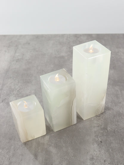 White Onyx Candle Holders Set of 3 - Expert Wholesale and Supplier of Wholesale Crystals & Bulk Gemstones, ["Accessories","Candle Holder","Catalog Onyx","Mexico","Onyx"]
