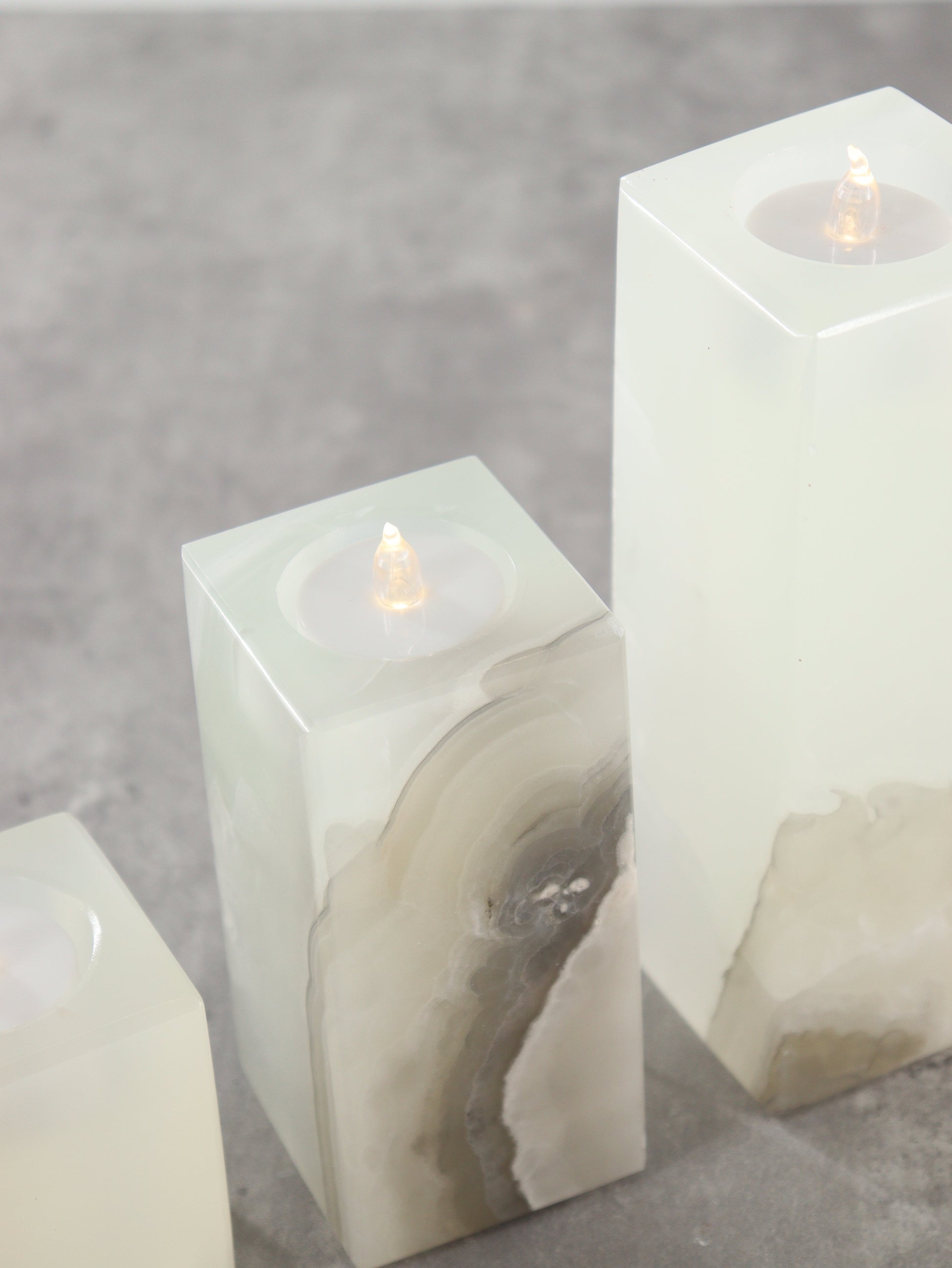 White Onyx Candle Holders Set of 3 - Expert Wholesale and Supplier of Wholesale Crystals & Bulk Gemstones, ["Accessories","Candle Holder","Catalog Onyx","Mexico","Onyx"]