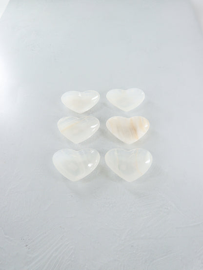 White Onyx Heart Bowls Set of 6 - Expert Wholesale and Supplier of Wholesale Crystals & Bulk Gemstones, ["Bowls","Catalog Onyx","Mexico","onyx"]