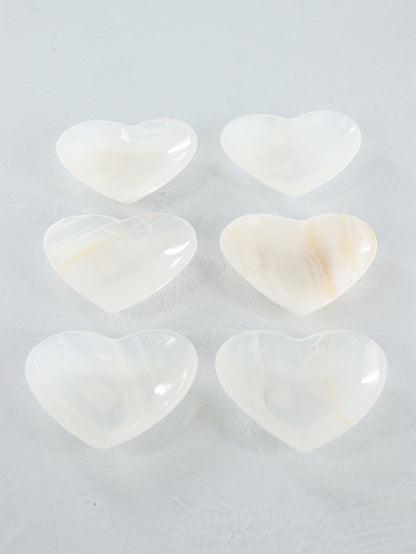 White Onyx Heart Bowls Set of 6 - Expert Wholesale and Supplier of Wholesale Crystals & Bulk Gemstones, ["Bowls","Catalog Onyx","Mexico","onyx"]