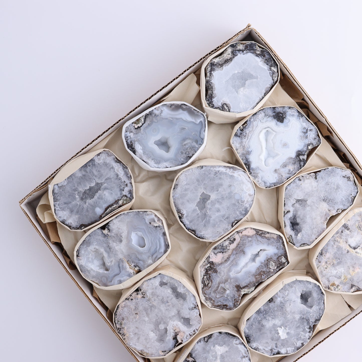 Trancas Geodes Flat of 12 - Expert Wholesale and Supplier of Wholesale Crystals & Bulk Gemstones, ["Geodes","las trancas","Mexico","Trancas","Trancas Geodes"]