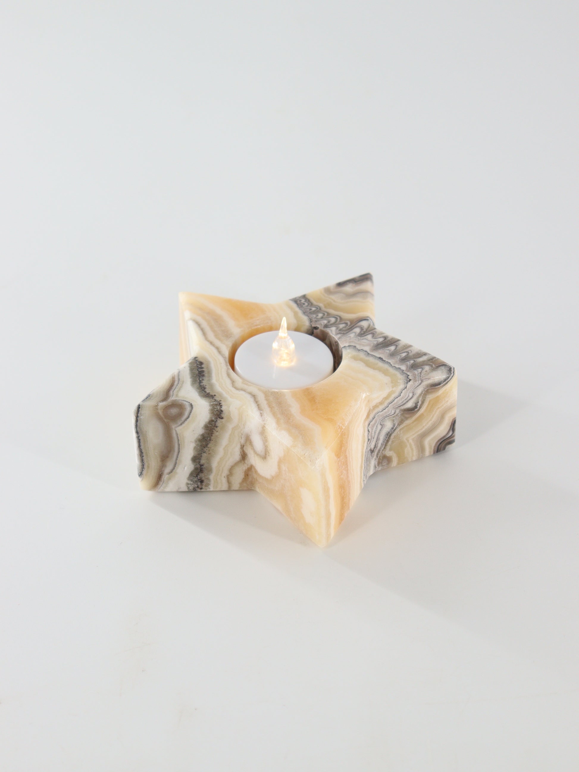 Yellow Zebra Onyx Star Candle Holders Set of 4 - Expert Supplier of Wholesale Crystals & Bulk Gemstones