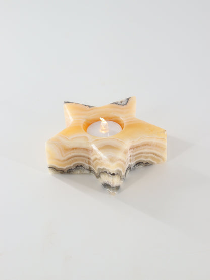 Yellow Zebra Onyx Star Candle Holders Set of 4 - Expert Supplier of Wholesale Crystals & Bulk Gemstones