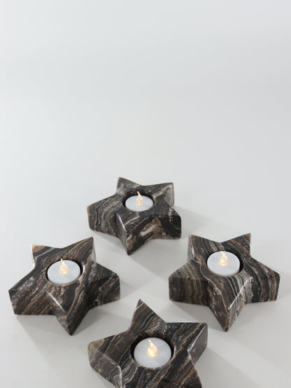 Zebra Onyx Star Candle Holders Set of 4 - Expert Supplier of Wholesale Crystals & Bulk Gemstones