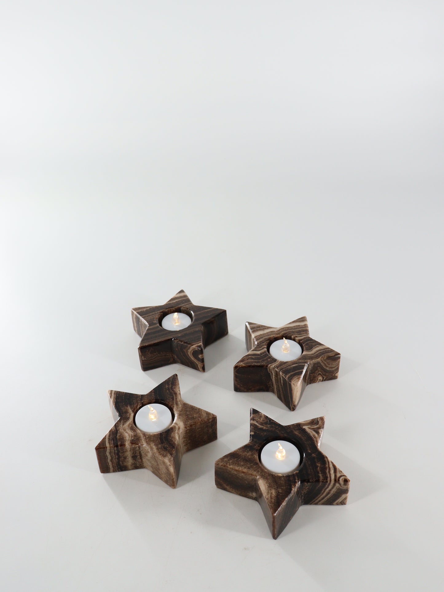 Chocolate Onyx Star Candle Holders Set of 4 - Expert Wholesale and Supplier of Wholesale Crystals & Bulk Gemstones, ["Accessories","Candle Holder","Catalog Onyx","Mexico","Onyx"]