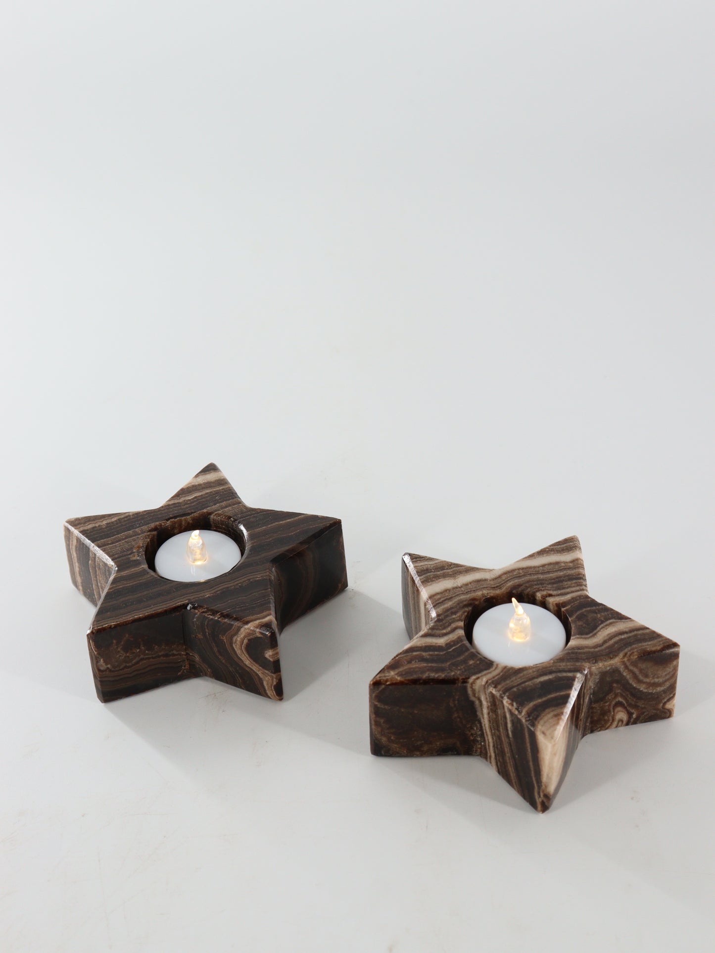 Chocolate Onyx Star Candle Holders Set of 4 - Expert Wholesale and Supplier of Wholesale Crystals & Bulk Gemstones, ["Accessories","Candle Holder","Catalog Onyx","Mexico","Onyx"]