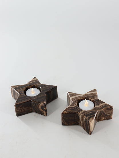 Chocolate Onyx Star Candle Holders Set of 4 - Expert Wholesale and Supplier of Wholesale Crystals & Bulk Gemstones, ["Accessories","Candle Holder","Catalog Onyx","Mexico","Onyx"]