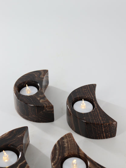 Chocolate Onyx Moon Candle Holders Set of 4 - Expert Supplier of Wholesale Crystals & Bulk Gemstones