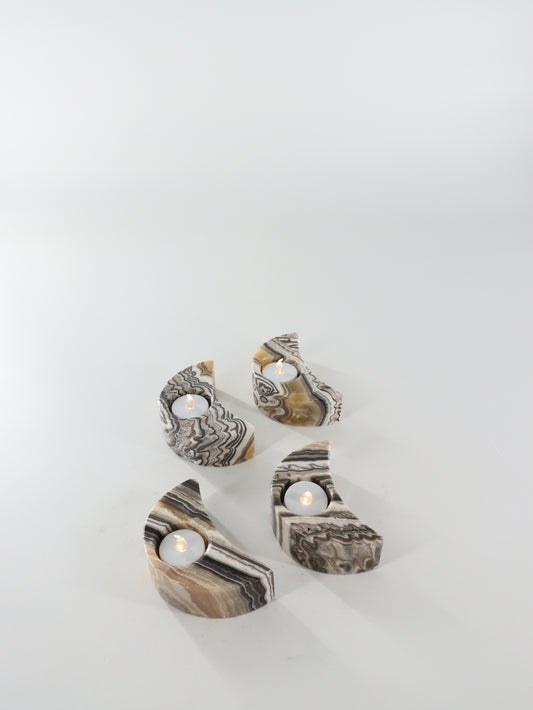 Zebra Onyx Moon Candle Holders Set of 4 - Expert Wholesale and Supplier of Wholesale Crystals & Bulk Gemstones, ["Accessories","Candle Holder","Catalog Onyx","Mexico","Onyx"]