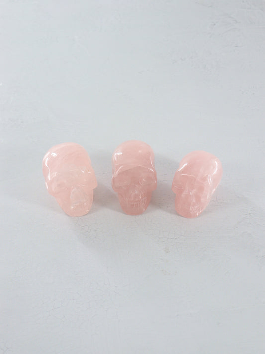 Rose Quartz Skulls Set of 3 - Expert Vendor of Wholesale Crystals