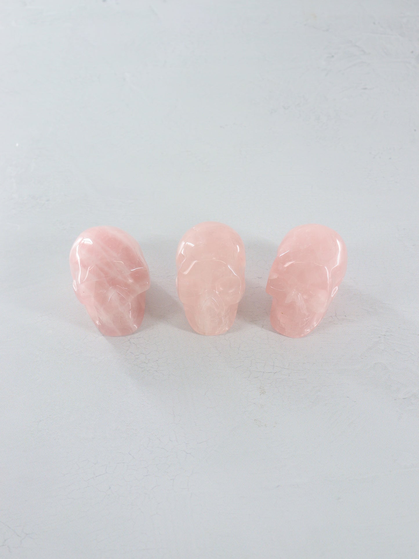 Rose Quartz Skulls Set of 3 - Expert Vendor of Wholesale Crystals