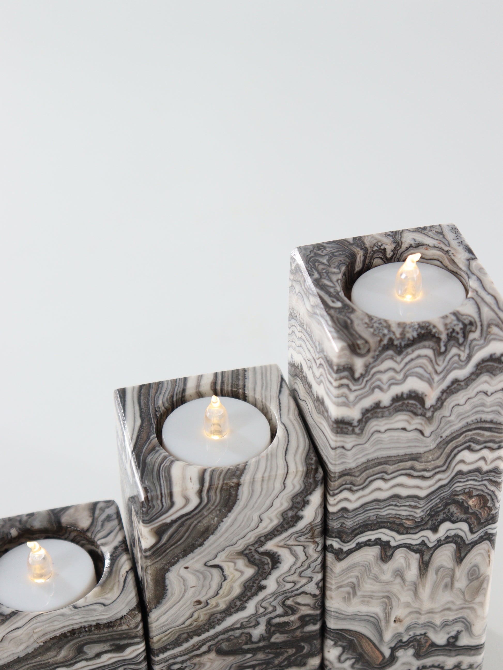 Zebra Onyx Candle Holders Set of 3 - Expert Wholesale and Supplier of Wholesale Crystals & Bulk Gemstones, ["Accessories","Candle Holder","Catalog Onyx","Mexico","Onyx"]