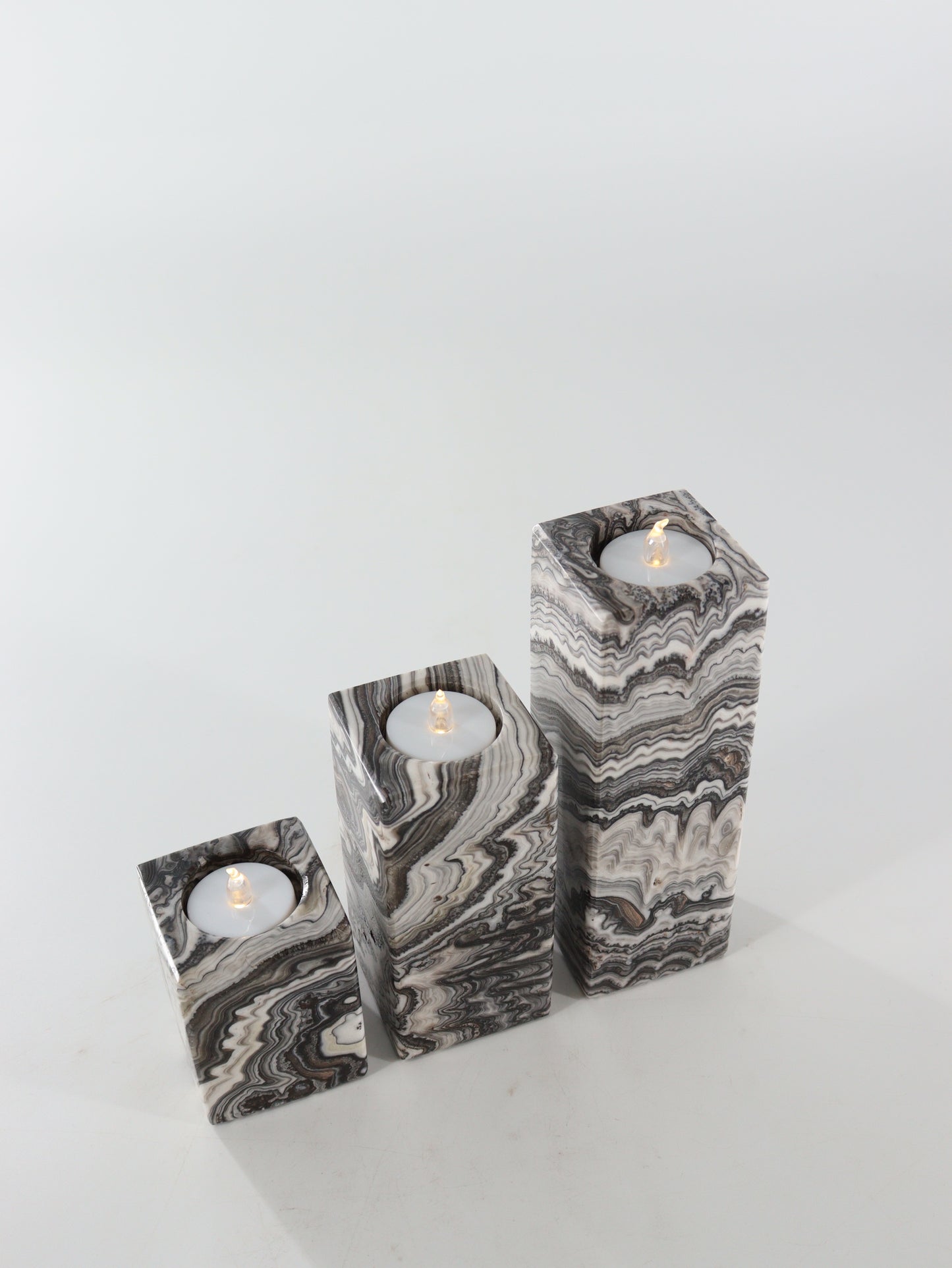 Zebra Onyx Candle Holders Set of 3 - Expert Wholesale and Supplier of Wholesale Crystals & Bulk Gemstones, ["Accessories","Candle Holder","Catalog Onyx","Mexico","Onyx"]