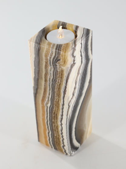 Yellow Zebra Onyx Candle Holders Set of 3 - Expert Supplier of Wholesale Crystals & Bulk Gemstones