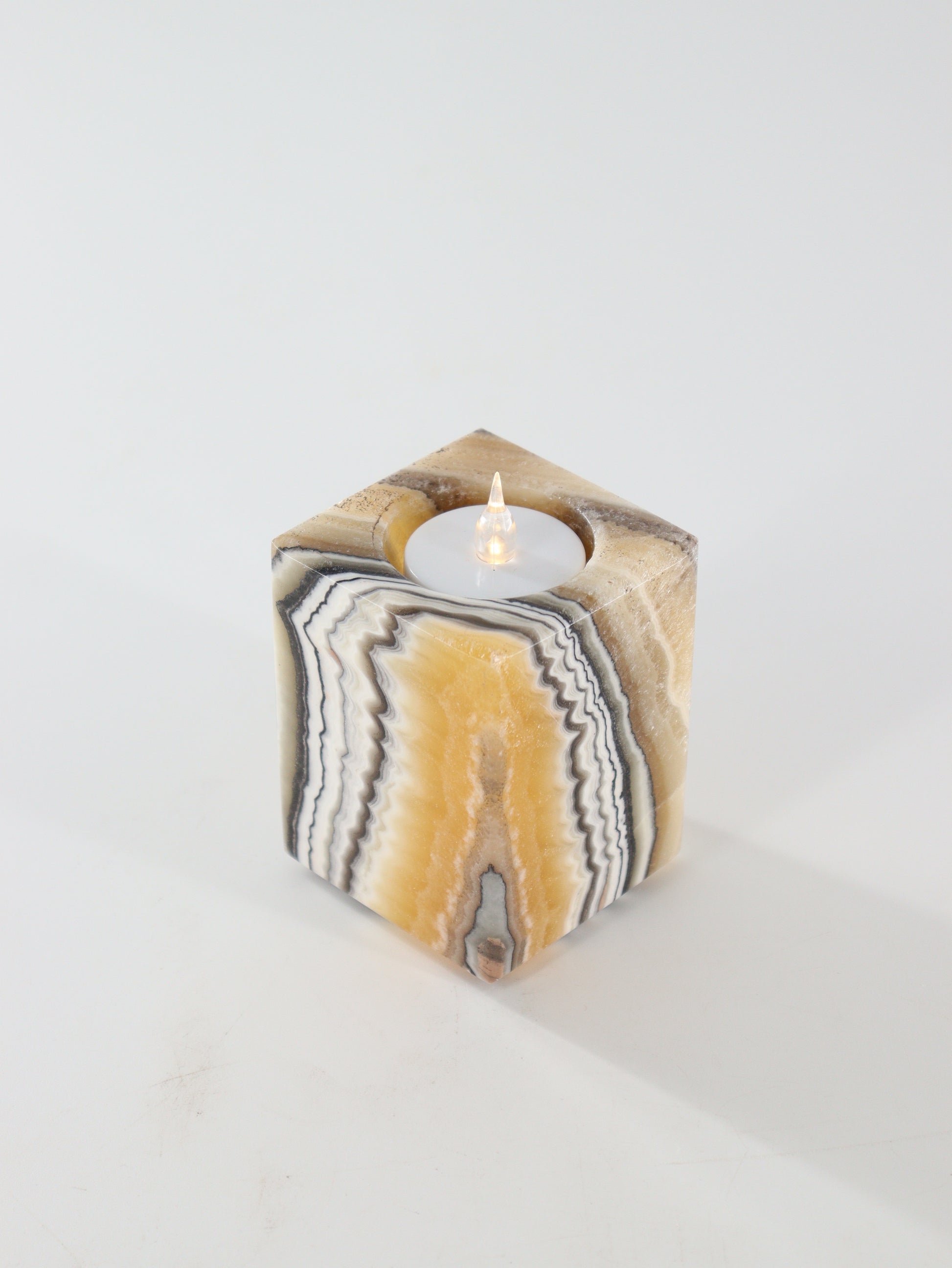 Yellow Zebra Onyx Candle Holders Set of 3 - Expert Supplier of Wholesale Crystals & Bulk Gemstones