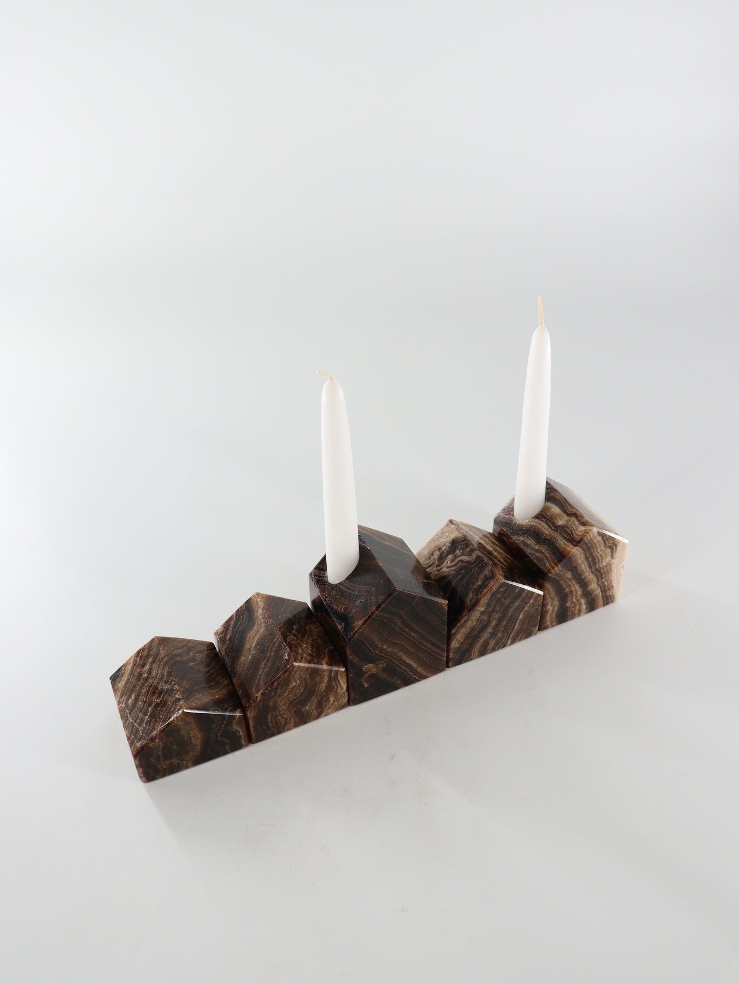 Chocolate Onyx Village Candle Holders Set of 5 - Expert Supplier of Wholesale Crystals & Bulk Gemstones