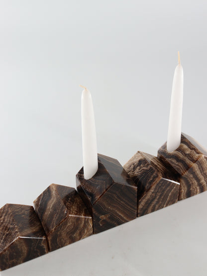 Chocolate Onyx Village Candle Holders Set of 5 - Expert Supplier of Wholesale Crystals & Bulk Gemstones