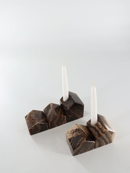 Chocolate Onyx Village Candle Holders Set of 5 - Expert Supplier of Wholesale Crystals & Bulk Gemstones