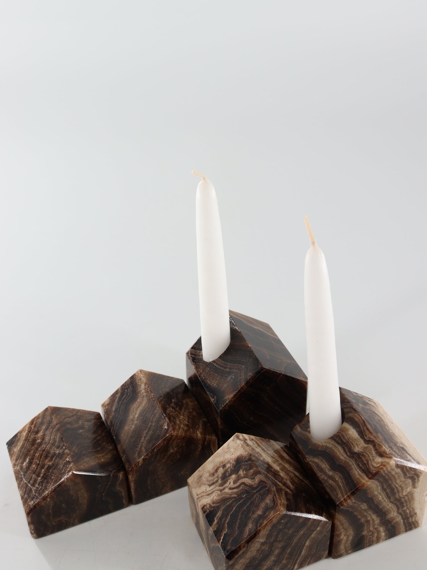 Chocolate Onyx Village Candle Holders Set of 5 - Expert Supplier of Wholesale Crystals & Bulk Gemstones