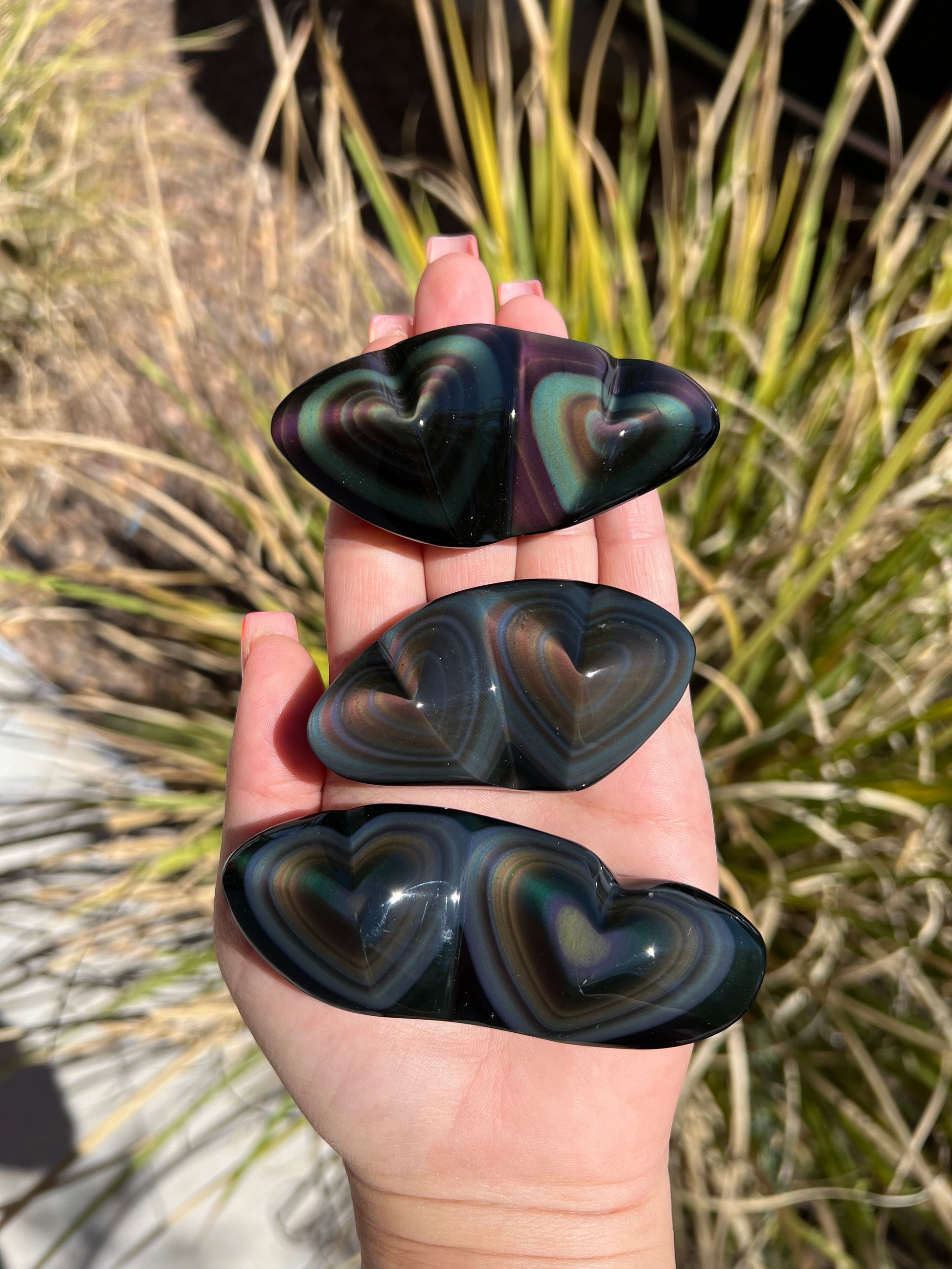 Rainbow Obsidian Double Heart - Expert Wholesale and Supplier of Wholesale Crystals & Bulk Gemstones, ["Hearts","Mexico","Rainbow Obsidian"]