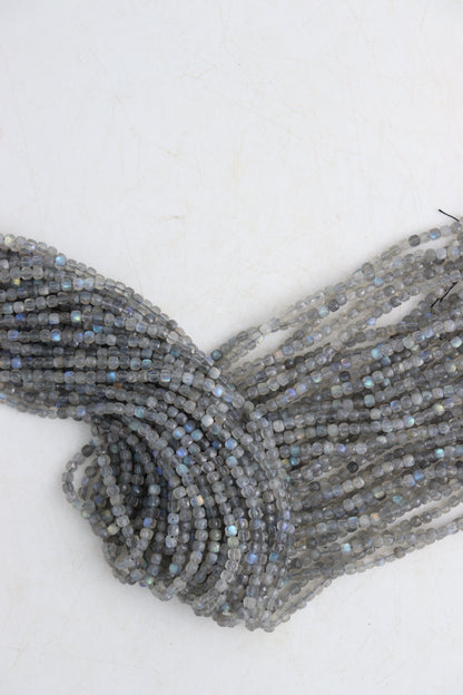 Labradorite 4mm Faceted Cube Beads