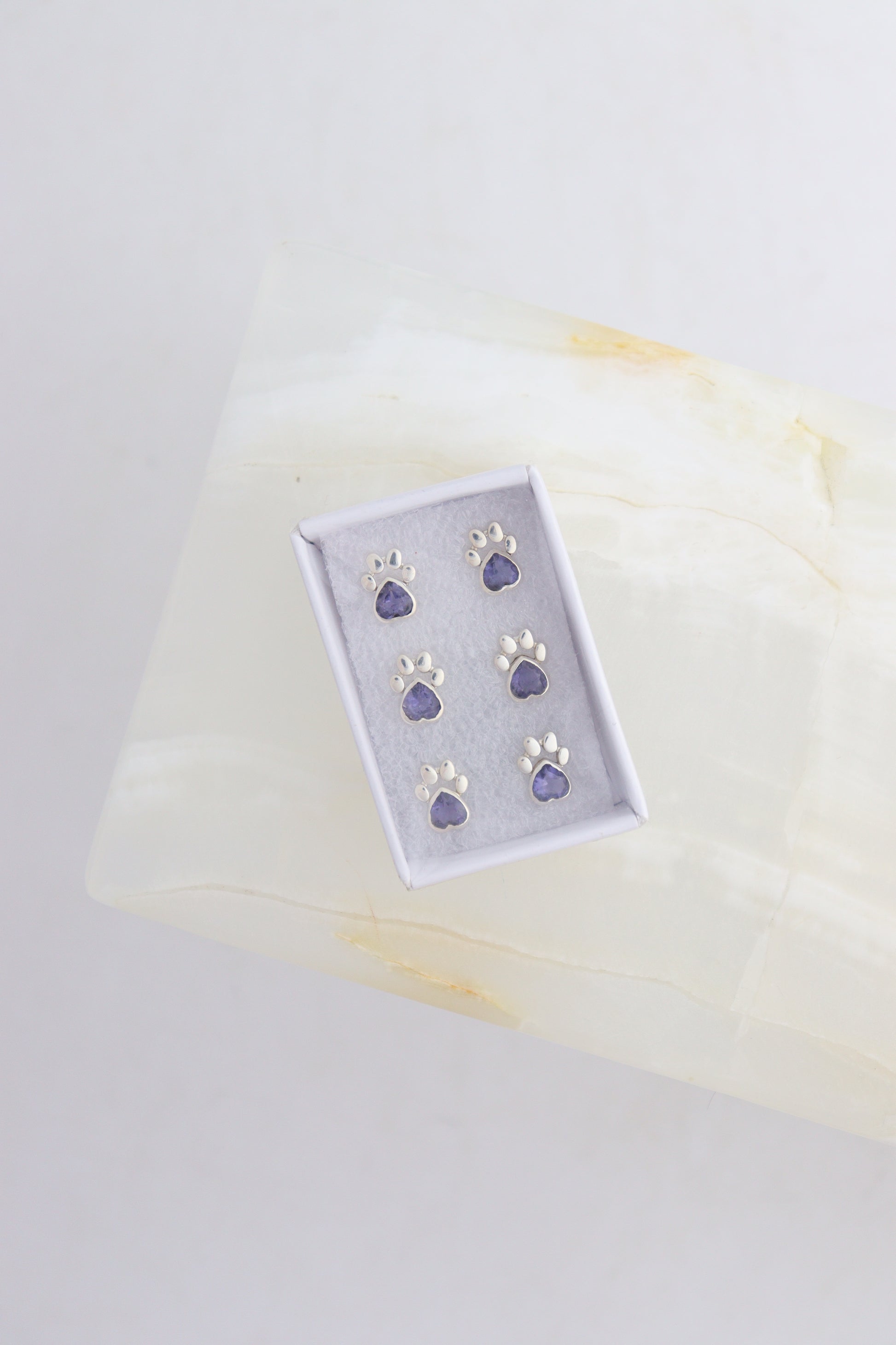 "Paw" Lolite Earring Studs - Mi Esperanza Minerals