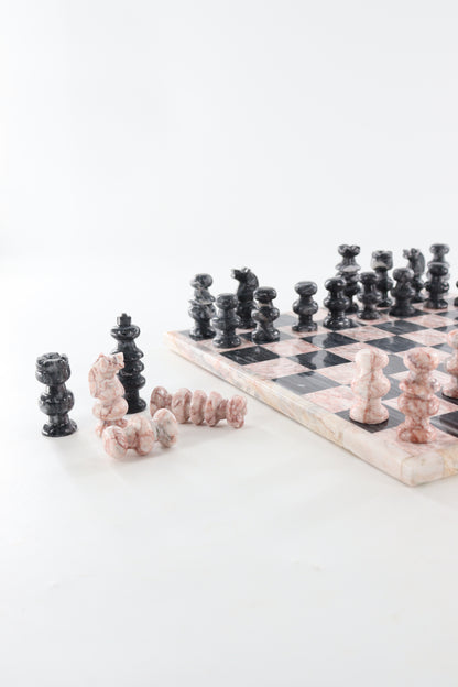 Marble Black and Red Chess Set (Large)